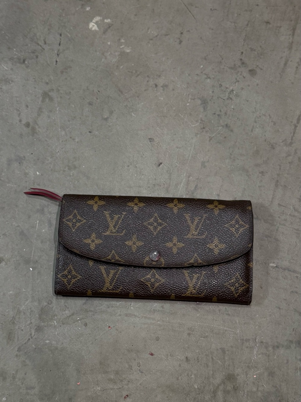 Louis Vuitton Monogram Emilie Wallet Brown Fuchsia Pink Interior